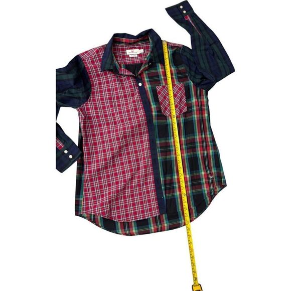 Vineyard Vines Womens Button Up Shirt 12 Multicolor Relaxed Fit Patchwork Plaid - Picture 8 of 10